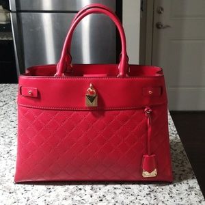MK Large Leather Gramercy Satchel - Bright Red